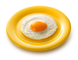 huevo frito sobre plato amarillo