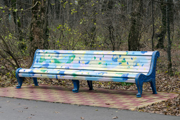 Bench in the forest Park.