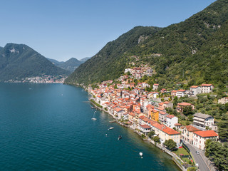 Fototapeta na wymiar Village of Colonno, lake of Como - Italy. Aerial view