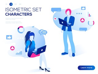 Mobile application and website header images on white background