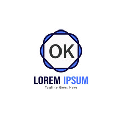 Initial OK logo template with modern frame. Minimalist OK letter logo vector illustration