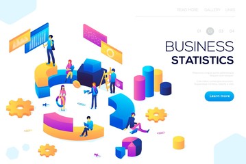 Flat isometric infographics for banner or business header vector illustration