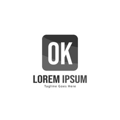 Initial OK logo template with modern frame. Minimalist OK letter logo vector illustration