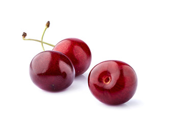Sweet cherry berries  isolated on white background cutout