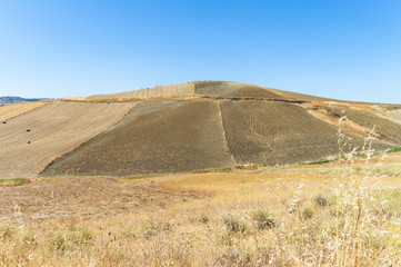 Beautiful Sicilian Landscape after the Harvest, Barrafranca, Enna, Sicily, Italy, Europe