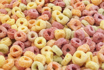 Background of round colorful cereal