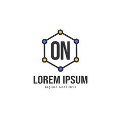 Initial ON logo template with modern frame. Minimalist ON letter logo vector illustration