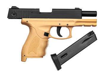 Black brown gun pistol isolated on white back