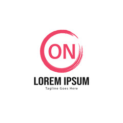 Initial ON logo template with modern frame. Minimalist ON letter logo vector illustration