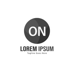Initial ON logo template with modern frame. Minimalist ON letter logo vector illustration