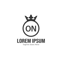 Initial ON logo template with modern frame. Minimalist ON letter logo vector illustration