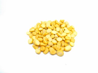 A picture of split gram lentil isolated on white background