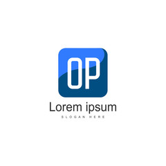 Initial OP logo template with modern frame. Minimalist OP letter logo vector illustration