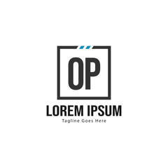 Fototapeta premium Initial OP logo template with modern frame. Minimalist OP letter logo vector illustration