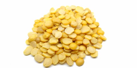 A picture of split pigeon peas isolated on white background