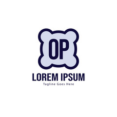 Initial OP logo template with modern frame. Minimalist OP letter logo vector illustration