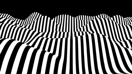 Movement lines illusion. Abstract wave whith black and white curve lines. Vector optical illusion.