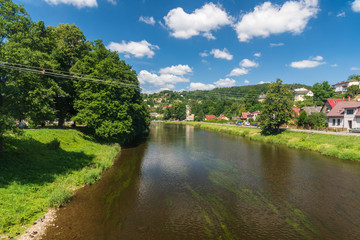 Fototapeta na wymiar Jizera river in Zelezny Brod town in Czech republic