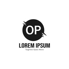 Obraz premium Initial OP logo template with modern frame. Minimalist OP letter logo vector illustration