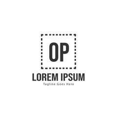 Initial OP logo template with modern frame. Minimalist OP letter logo vector illustration
