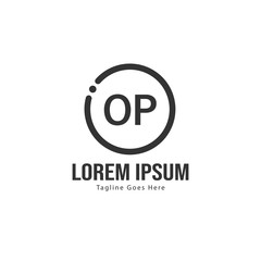Obraz premium Initial OP logo template with modern frame. Minimalist OP letter logo vector illustration