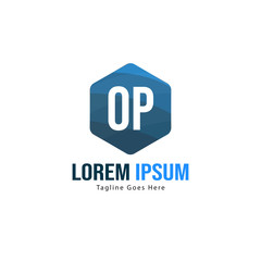 Initial OP logo template with modern frame. Minimalist OP letter logo vector illustration