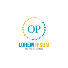 Obraz premium Initial OP logo template with modern frame. Minimalist OP letter logo vector illustration