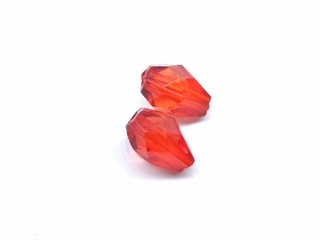 A picture of two red diamonds isolated on white background