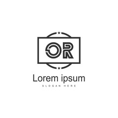 Initial OR logo template with modern frame. Minimalist OR letter logo vector illustration