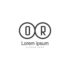 Initial OR logo template with modern frame. Minimalist OR letter logo vector illustration