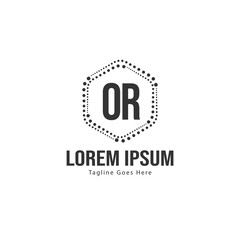 Initial OR logo template with modern frame. Minimalist OR letter logo vector illustration