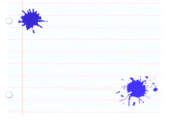 feuille perforée tache d'encre bleu