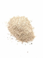 A portrait picture of wood powder isolated on white background