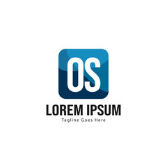 Initial OS logo template with modern frame. Minimalist OS letter logo vector illustration