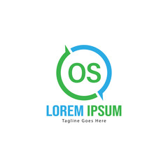 Initial OS logo template with modern frame. Minimalist OS letter logo vector illustration