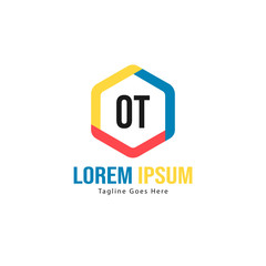 Fototapeta premium Initial OT logo template with modern frame. Minimalist OT letter logo vector illustration