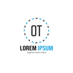 Initial OT logo template with modern frame. Minimalist OT letter logo vector illustration
