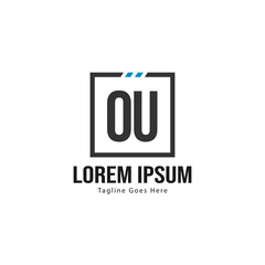Initial OU logo template with modern frame. Minimalist OU letter logo vector illustration