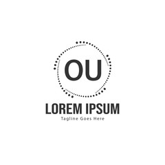 Initial OU logo template with modern frame. Minimalist OU letter logo vector illustration