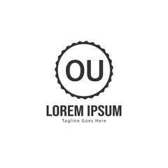 Initial OU logo template with modern frame. Minimalist OU letter logo vector illustration