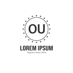 Initial OU logo template with modern frame. Minimalist OU letter logo vector illustration