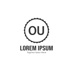 Initial OU logo template with modern frame. Minimalist OU letter logo vector illustration