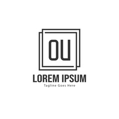 Obraz premium Initial OU logo template with modern frame. Minimalist OU letter logo vector illustration