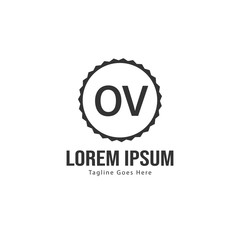 Initial OV logo template with modern frame. Minimalist OV letter logo vector illustration