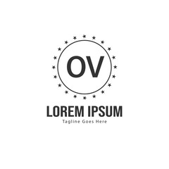 Initial OV logo template with modern frame. Minimalist OV letter logo vector illustration