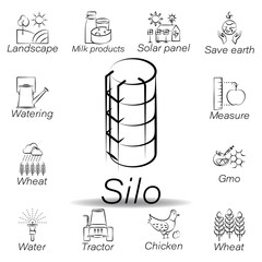 silo hand draw icon. Element of farming illustration icons. Signs and symbols can be used for web, logo, mobile app, UI, UX © FIDAN