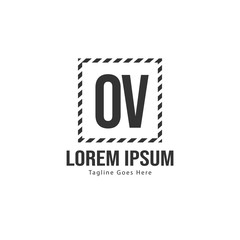Obraz premium Initial OV logo template with modern frame. Minimalist OV letter logo vector illustration