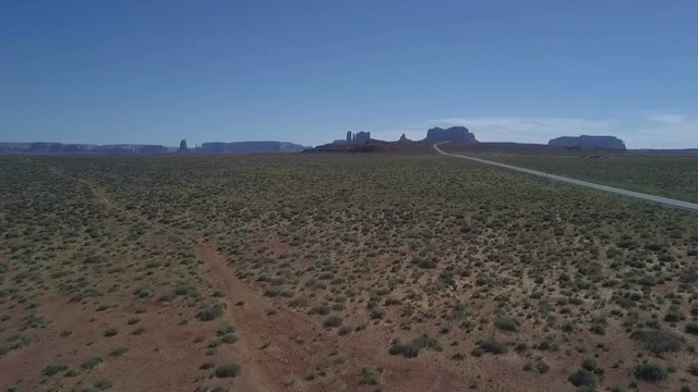 Aerial of rock towers in scenic Utah