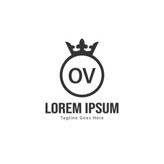Initial OV logo template with modern frame. Minimalist OV letter logo vector illustration
