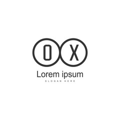 Initial OX logo template with modern frame. Minimalist OX letter logo vector illustration